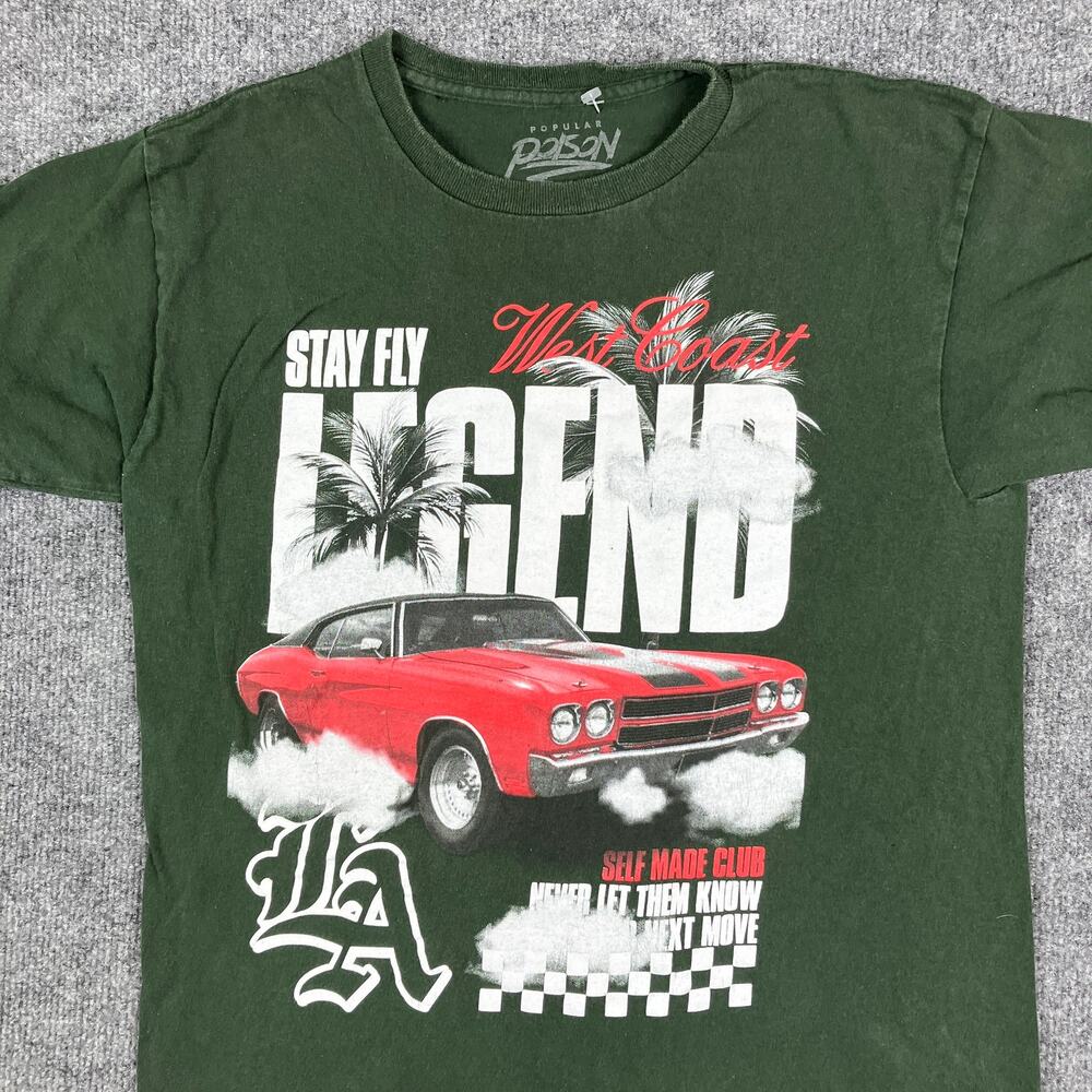 Popular Poison T-Shirt Mens XL Green Graphic West‎ Coast Legend Car Streetwear
